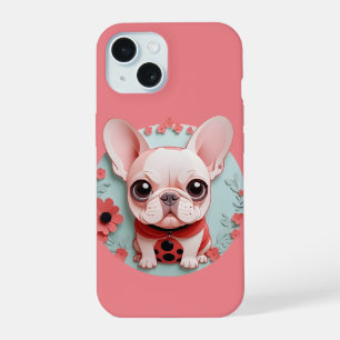 French Bulldog Ladybug Flowers Paper Cutting Art  iPhone 15 Case