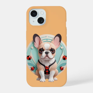 French Bulldog Ladybug Pastel Paper Cutting Art iPhone 15 Case