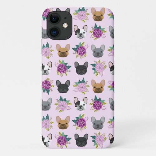 French Bulldog lavender florals iPhone 11 Case