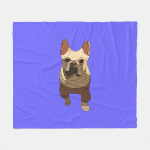 French Bulldog, Lavender Purple Fleece Blanket