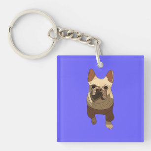 French Bulldog, Lavender Purple Keychain