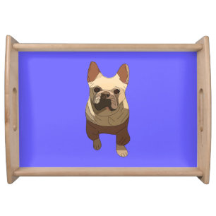 French Bulldog, Lavender Purple Serving Tray