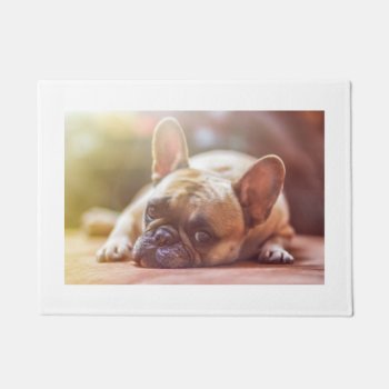 French Bulldog Laying Doormat by BreakoutTees at Zazzle