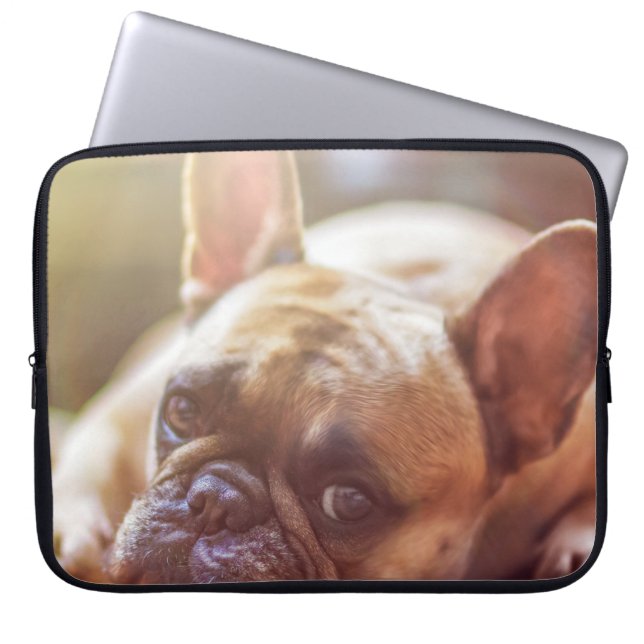 french bulldog laying laptop sleeve (Front)