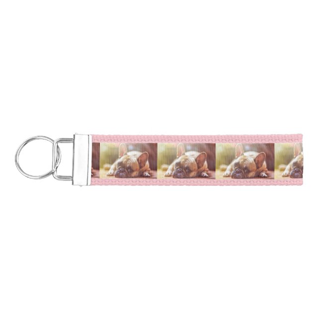french bulldog laying wrist keychain (Keys on Left)