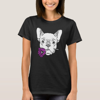 French Bulldog Lesbian Rose Lgbt Q Pride Flag Fren T-Shirt