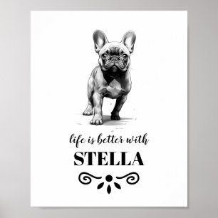 French Bulldog Life is better with Custom Dog Name Poster