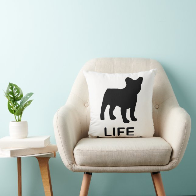 french bulldog life throw pillow (Chair)