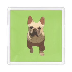 French Bulldog, Lime Green Acrylic Tray
