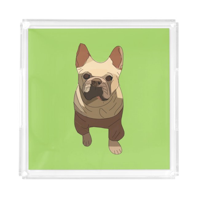 French Bulldog, Lime Green Acrylic Tray (Front)