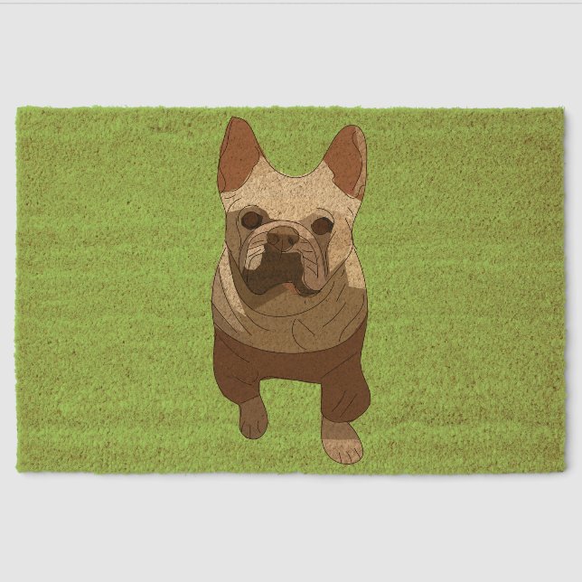 French Bulldog, Lime Green Fiber Doormat (Front)