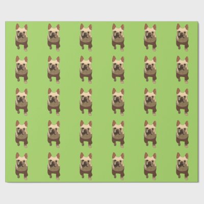 French Bulldog, Lime Green Wrapping Paper