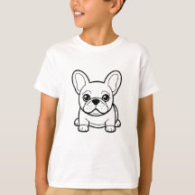 French bulldog line drawing on white background