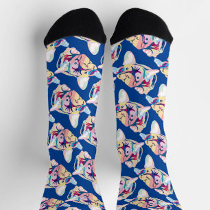 French Bulldog linear grid pattern  Socks