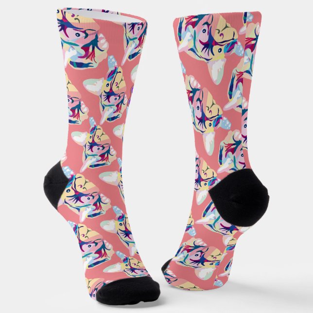 French Bulldog linear grid pattern  Socks (Angled)