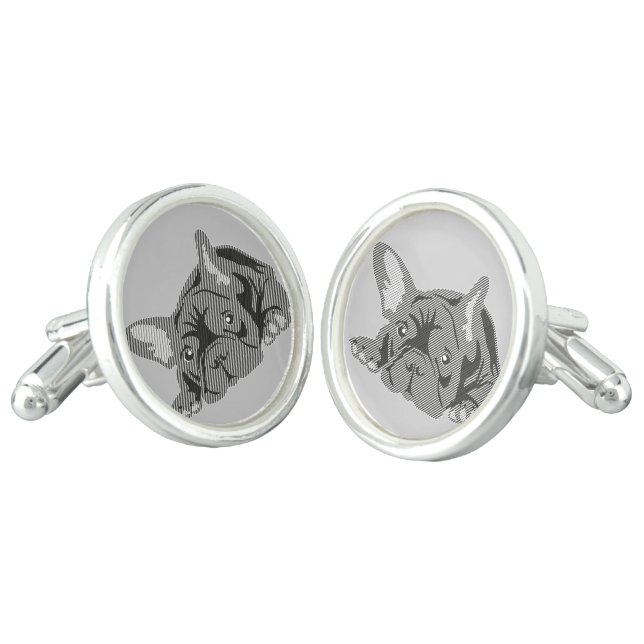 French Bulldog Lines Cufflinks (Angled)