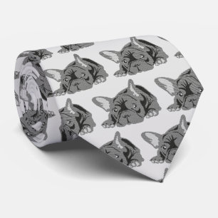 French Bulldog Lines Neck Tie