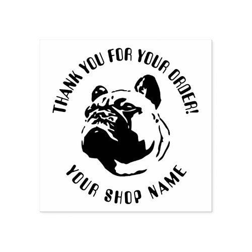 French Bulldog Logo Rubber Stamp with Text Field