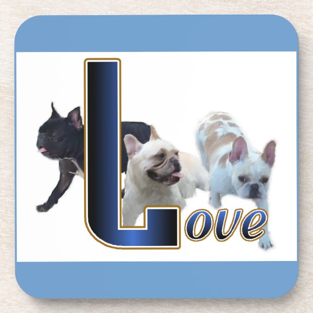 French Bulldog Love Beverage Coaster (Front)