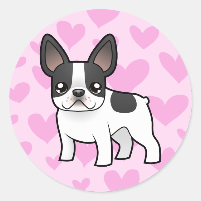 French Bulldog Love Classic Round Sticker (Front)