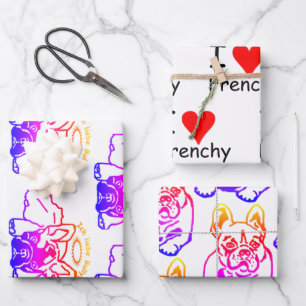 French Bulldog Love French Bulldog Wrapping Paper Sheets
