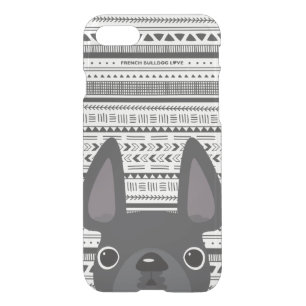 French Bulldog Love Geometric Case Grey Mono