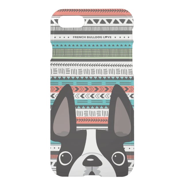 French Bulldog Love Geometric Case - iPhone CLEAR (Back)