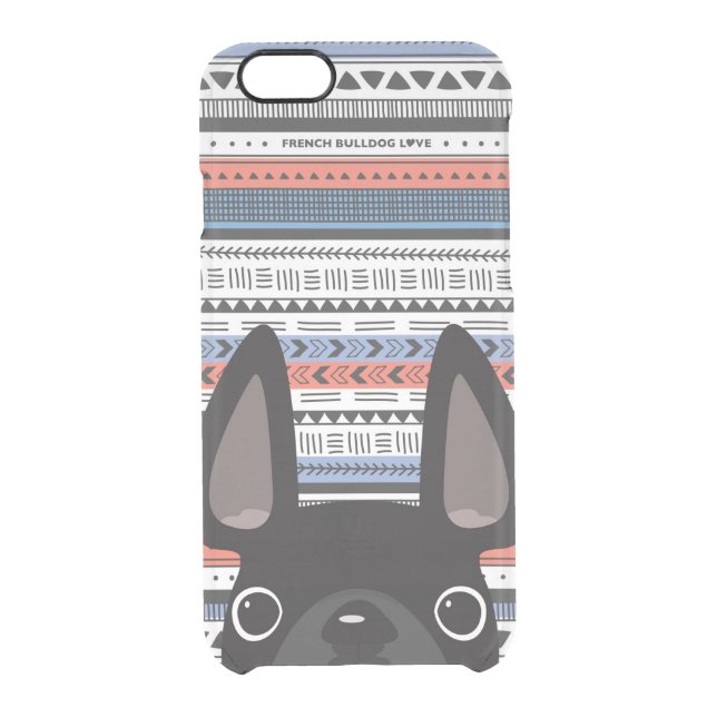 French Bulldog Love Geometric Case - iPhone CLEAR (Back)