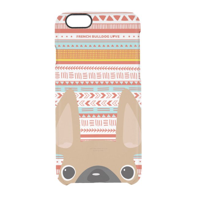 French Bulldog Love Geometric Case - iPhone CLEAR (Back)