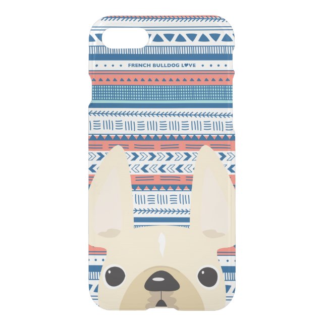 French Bulldog Love Geometric Case - iPhone CLEAR (Back)