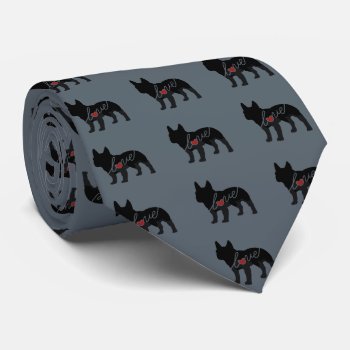 French Bulldog Love Neck Tie by Silhouette_Shop at Zazzle