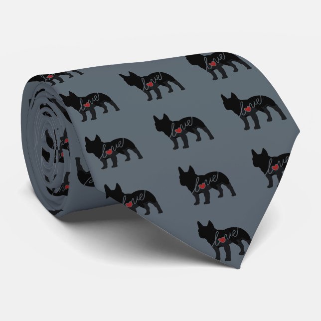 French Bulldog Love Neck Tie (Rolled)