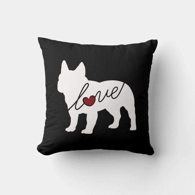 French Bulldog Love Throw Pillow (Front)