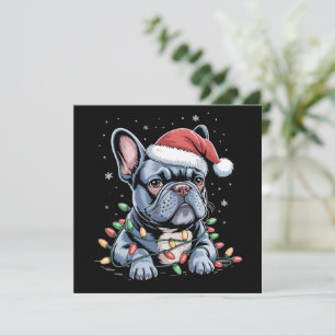 French Bulldog Lover Frenchie Christmas Hat Xmas Holiday Card
