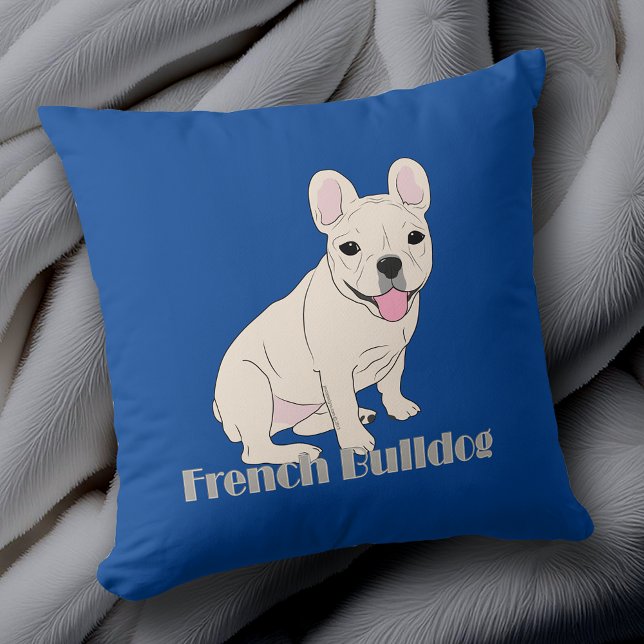 French Bulldog Lovers Blue Throw Pillow (French Bulldog Lovers Blue Throw Pillow. Frenchie design on both front and back.)
