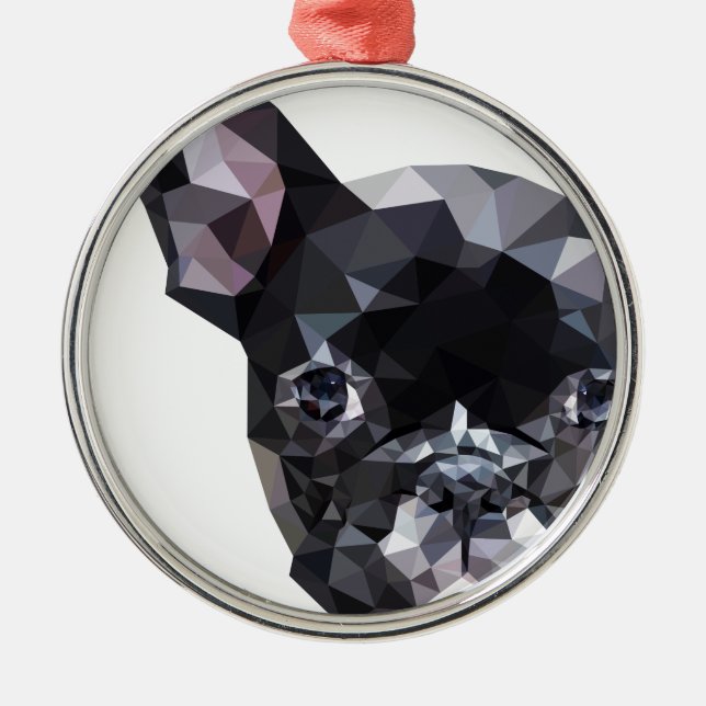 French Bulldog Low Poly Art Metal Ornament (Front)