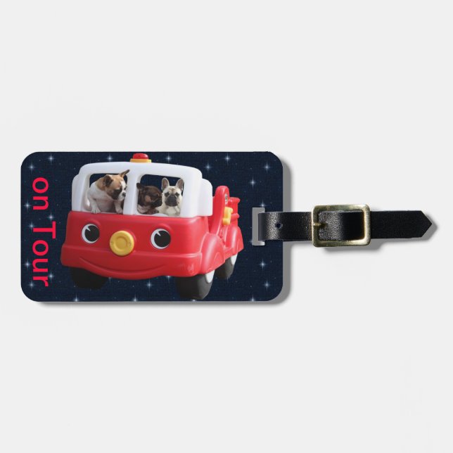 French Bulldog Luggage Tag with Leather (Front Horizontal)