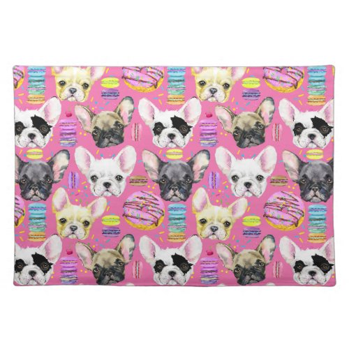 French Bulldog Macaron Pattern Cloth Placemat