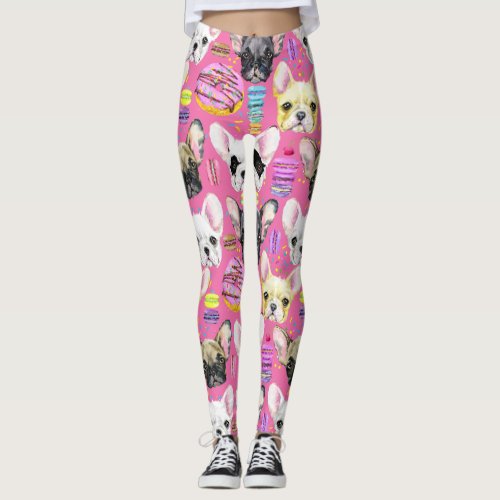 French Bulldog Macaron Pattern Leggings