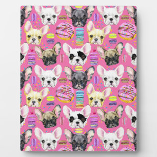 French Bulldog Macaron Pattern Plaque