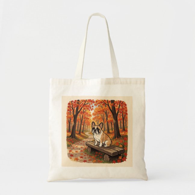 French Bulldog Maple forest path Tote Bag