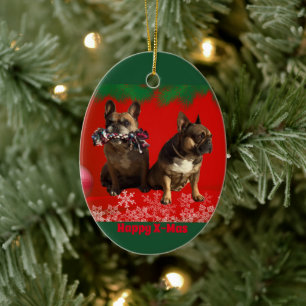 French Bulldog Merry Christmas Bulldog Ceramic Ornament