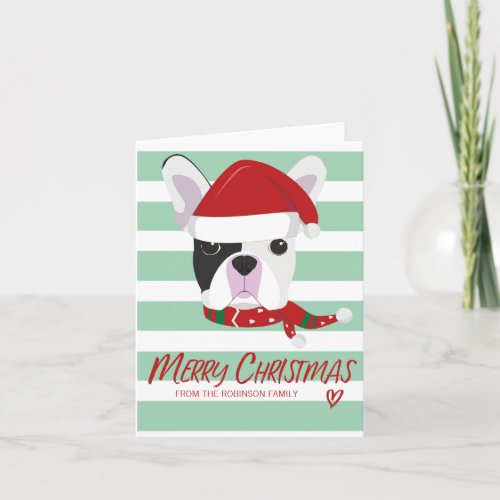 French Bulldog Merry Christmas Holiday Greeting Card