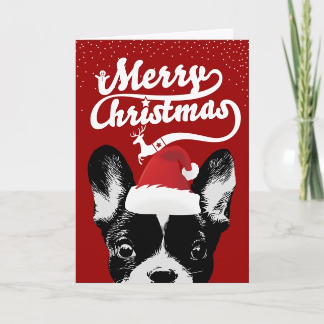 French Bulldog Merry Christmas Red Holiday (Front)