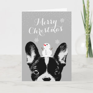 French Bulldog Merry Christmas Silver Holiday
