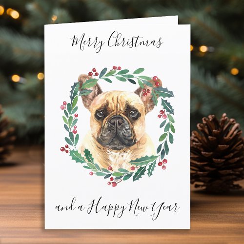 French Bulldog Merry Christmas Trendy Dog Holiday Card