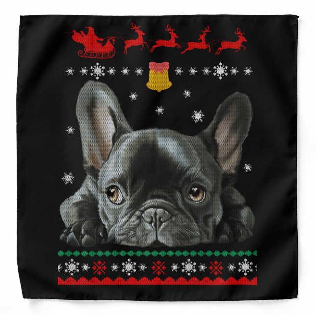 French Bulldog | Merry Christmas With Frenchie Bandana (Front)