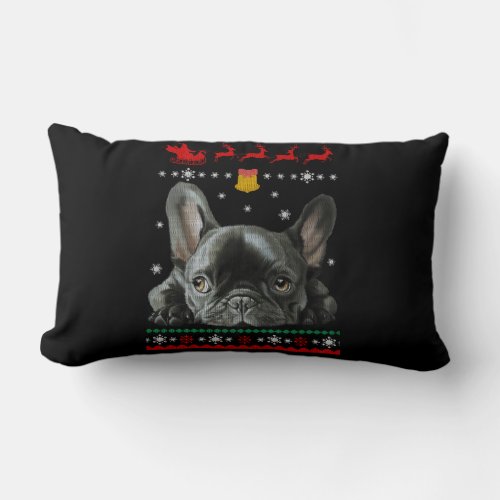 French Bulldog  Merry Christmas With Frenchie Lumbar Pillow