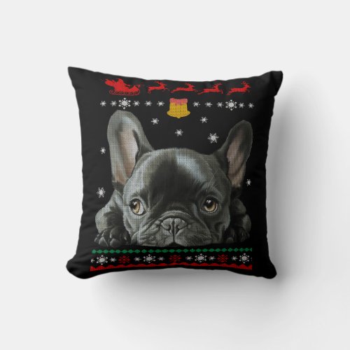 French Bulldog  Merry Christmas With Frenchie Throw Pillow