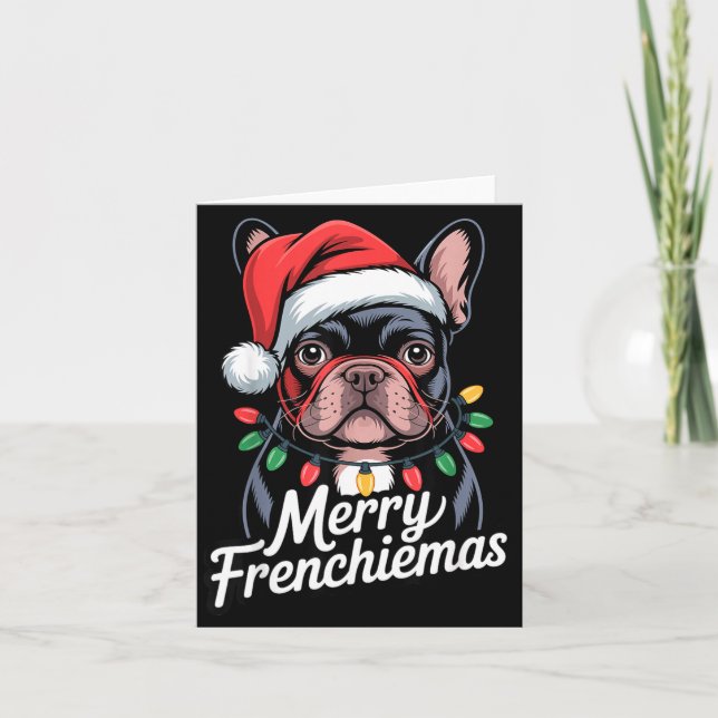 French Bulldog Merry Frenchiemas Santa Hat Christm Card (Front)